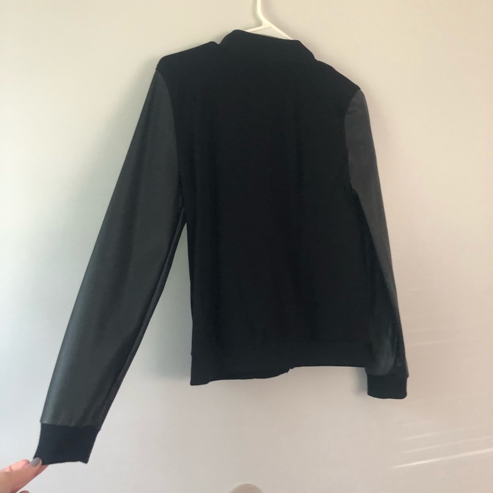 Kenneth Cole black leather sleeve jacket